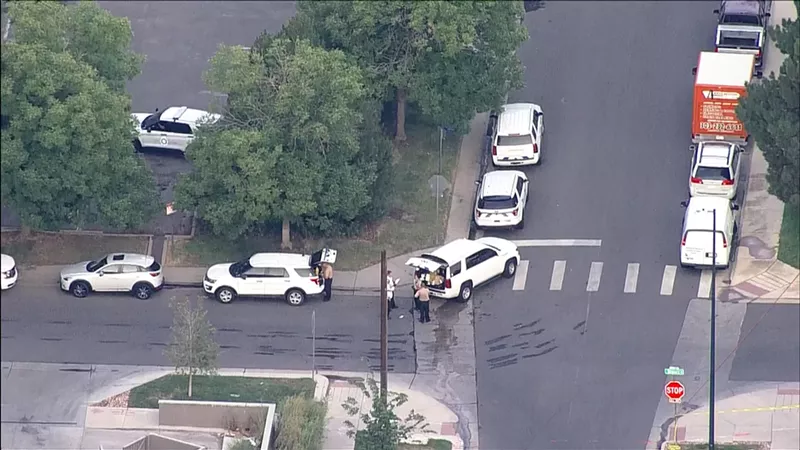 Image: An aerial view of the scene of the shooting that killed Shmuel Silverberg late on August 17.