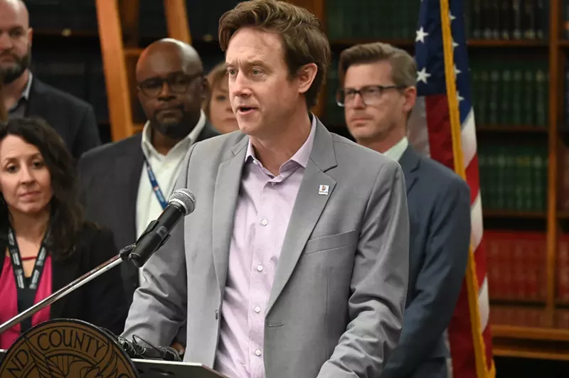 Image: Mayor Johnston speaks to press about 2024.