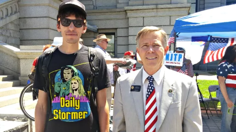 Image: A photo featuring Joshua Yeakel and Colorado Senator Kevin Lundberg from July 4.