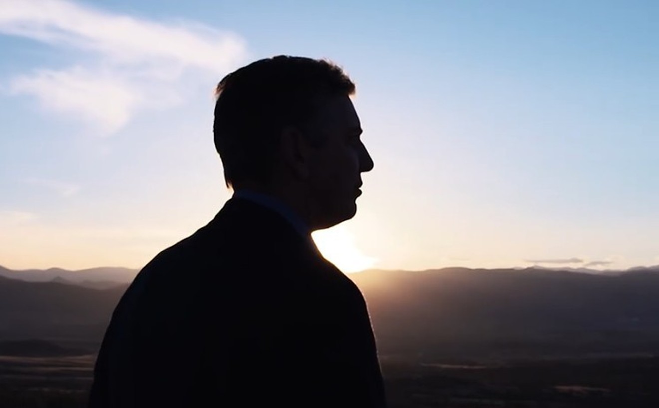 Victor Mitchell in silhouette, as seen in a screen capture from one of his 2018 gubernatorial campaign commercials.