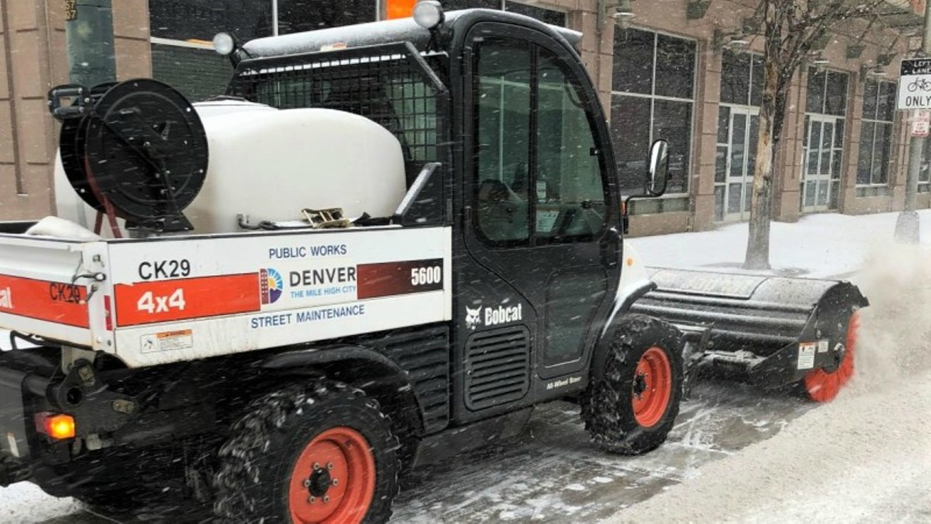 The Denver Department of Transportation and Infrastructure shared this photo of plows designed to clear the city's protected bike paths on January 30 under the hashtag #ThursdayThoughts.