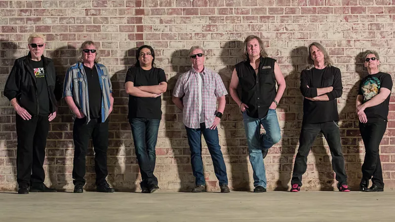 Image: Kansas (from left): Richard Williams, Billy Greer, Zak Rizvi, Phil Ehart, Ronnie Platt, David Manion and David Ragsdale.