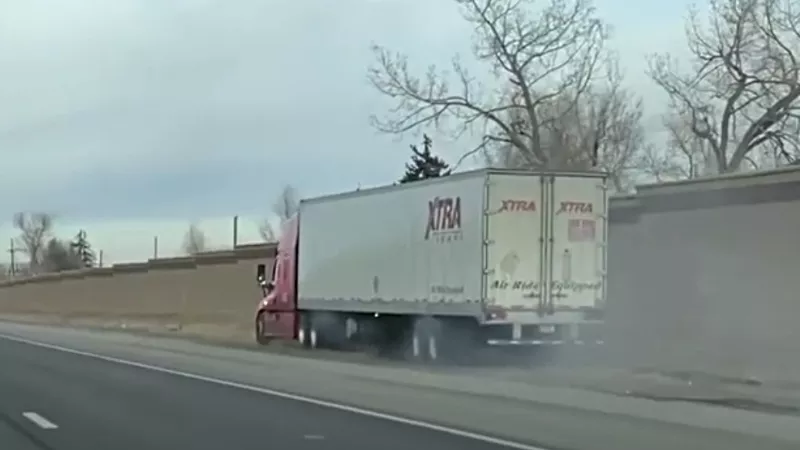 Image: On Monday, January 25, this semi-truck was captured on video using the shoulder on Interstate 70 to stop.