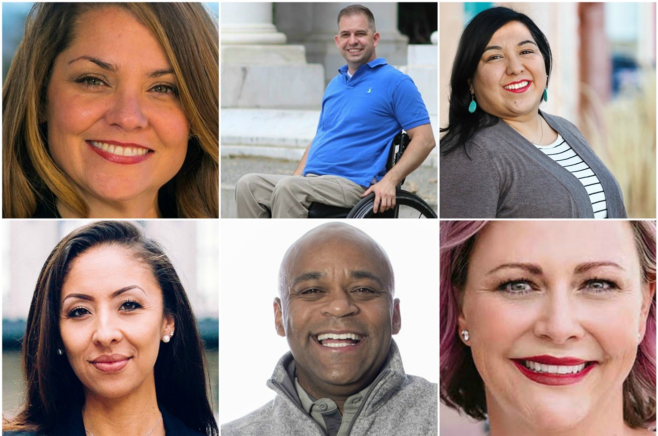 New Denver City Council members Candi CdeBaca, Amanda Sandoval, Chris Hinds, Jamie Torres and Amanda Sawyer will change the equation for Mayor Michael Hancock (clockwise from lower left).