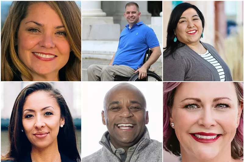 Image: New Denver City Council members Candi CdeBaca, Amanda Sandoval, Chris Hinds, Jamie Torres and Amanda Sawyer will change the equation for Mayor Michael Hancock (clockwise from lower left).