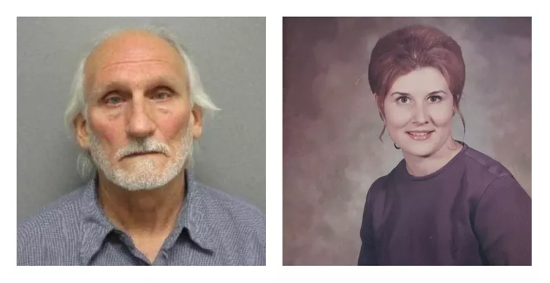 Image: A mug shot of David Anderson and a photo of the late Sylvia Quayle.