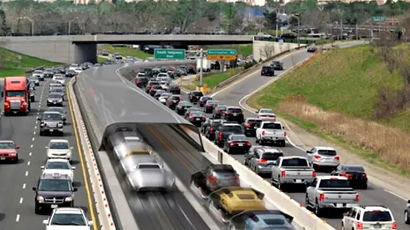 Image: A graphic depicting what an Arrivo track would look like along I-25.