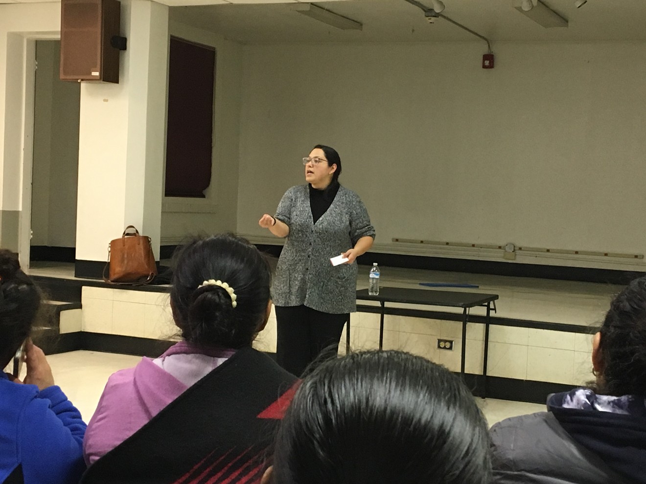 Julie Gonzales giving a "Know Your Rights" presentation on Wednesday, March 1.