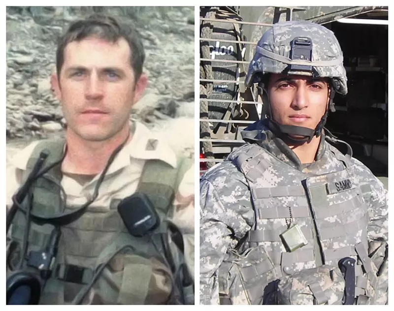 Image: Jason Crow served combat tours in both Iraq and Afghanistan; Maytham Alshadood served as a combat interpreter in Iraq.