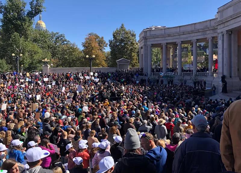 Image: Youth climate activists held a rally featuring Greta Thunberg in Denver's Civic Center Park last Friday, October 11.