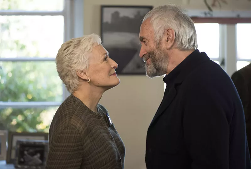 Image: Glenn Close (left) stars as The Wife in director Björn Runge’s slow-burn marital-implosion drama about a woman who might be doing more than encouraging her literary superstar/husband (Jonathan Pryce).