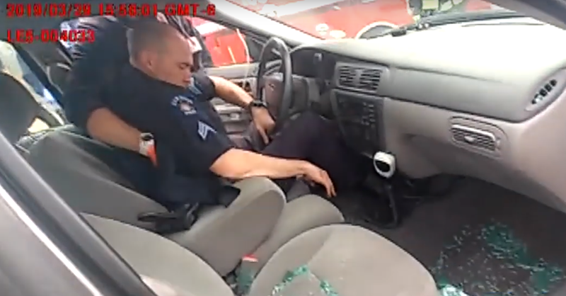 Image: Nathan Meier was found passed out drunk behind the wheel of his police vehicle in March 2019.