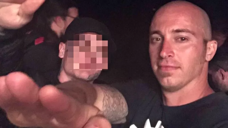 Image: A Facebook photo of William Scott Planer saluting at a white supremacist rally in Kentucky this past April.