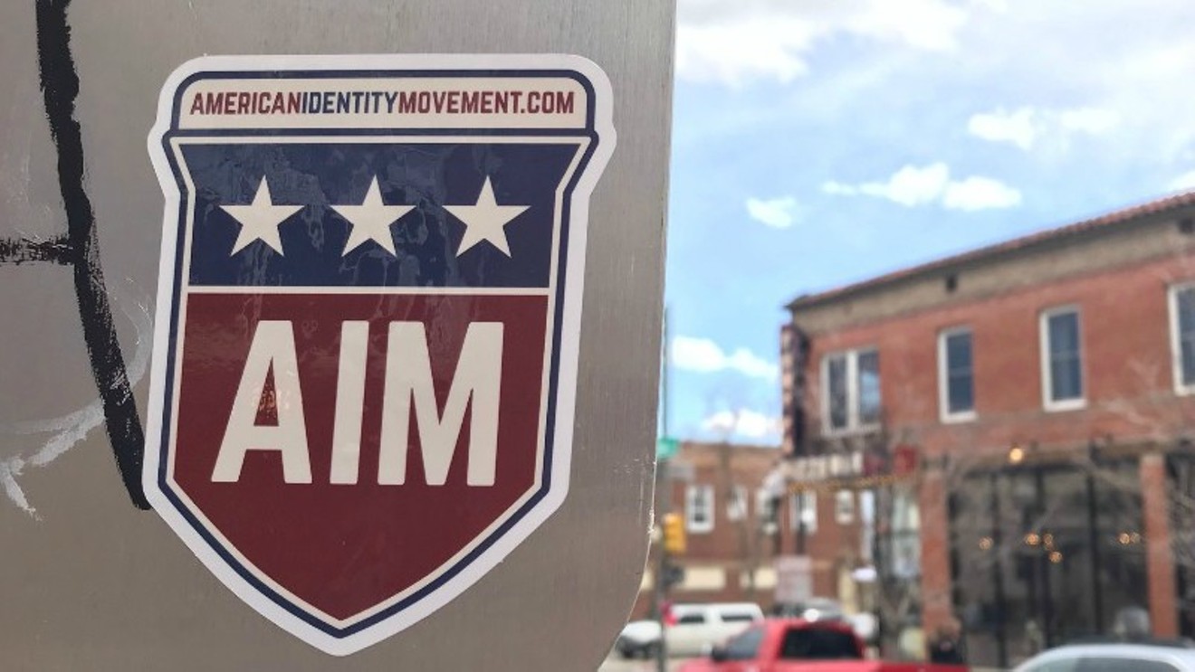 A photo of an American Identity Movement sticker in Denver tweeted late last month.