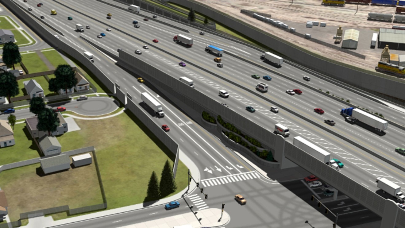 A simulation showing what Interstate 70 at Brighton Boulevard is supposed to look like after the Central 70 project is complete.