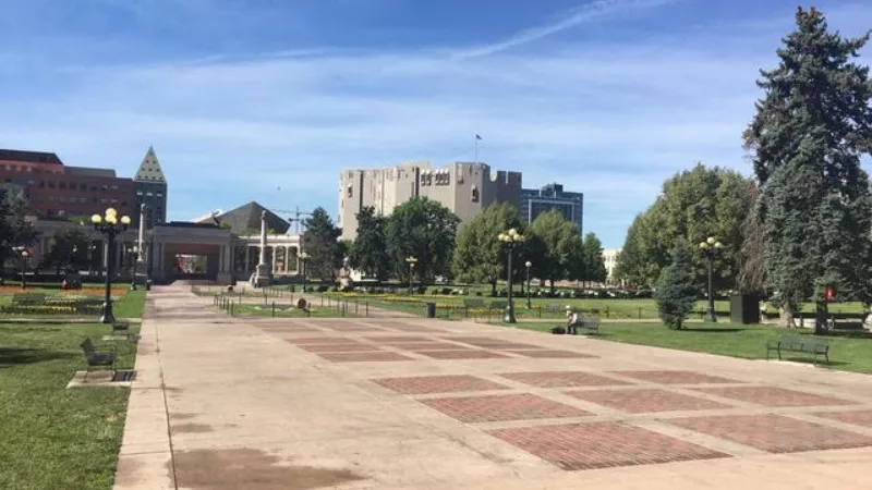 Image: Civic Center Park the morning after PrideFest.