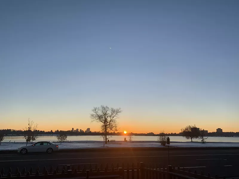 Image: Sunrise at the Lakeview Lounge on the last day of Daylight Saving Time, November 2019.