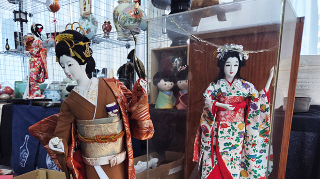 Traditional Japanese dolls displayed