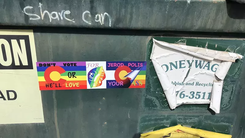 Image: Stickers began appearing on dumpsters near the Eagle County Democratic Party's offices a few weeks ago.