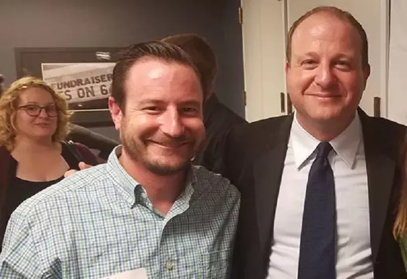 Image: Ean Seeb (left) with new boss Governor Jared Polis.