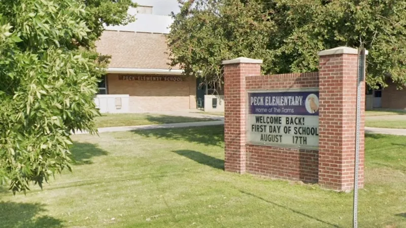 Image: A 2021 image of Peck Elementary in Arvada, one of sixteen Jefferson County schools recommended for closure.