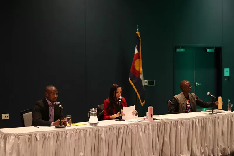 Image: Candi CdeBaca, Darrell Watson, and Kwon Atlas at general election D9 city council debate earlier this year.
