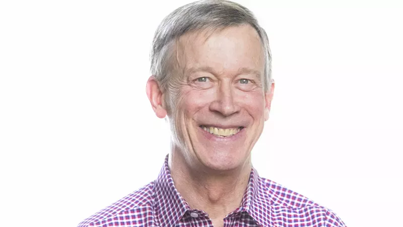 Image: John Hickenlooper is happier now that he's not running for president.