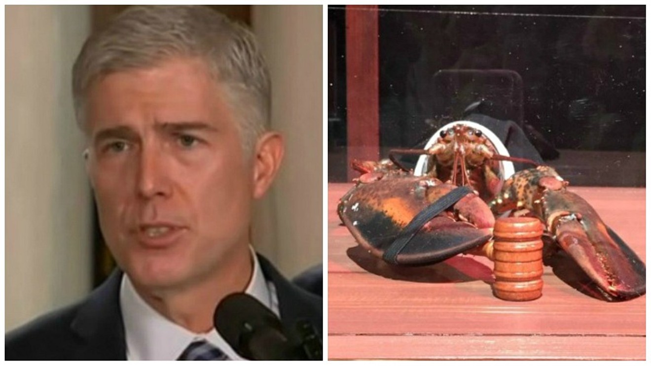 Neil Gorsuch, the Colorado-born nominee for the U.S. Supreme Court, and Cindy Clawford, one of the crusty candidates to portray him on "Last Week Tonight With John Oliver."