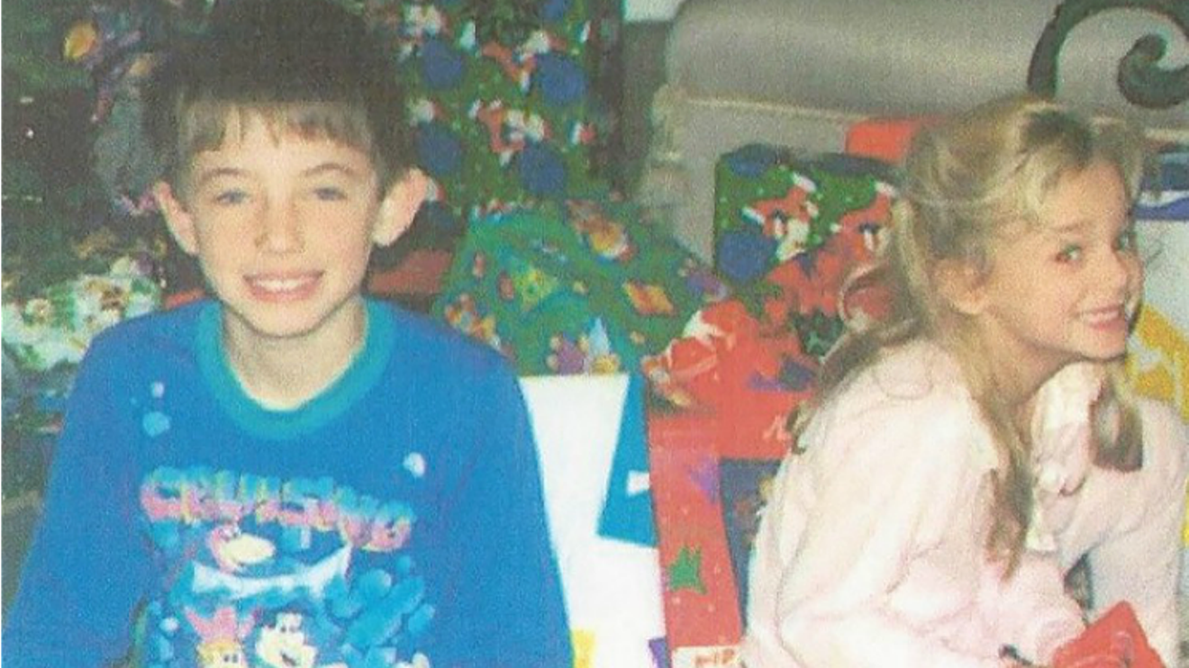 A photo of Burke and JonBenét Ramsey on the Boulder girl's last Christmas morning, in 1996.