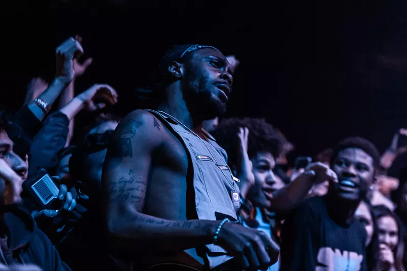Image: JPEGMAFIA performing at the Ogden Theatre on March 18 as part of the Smile, You're on Camera Tour.
