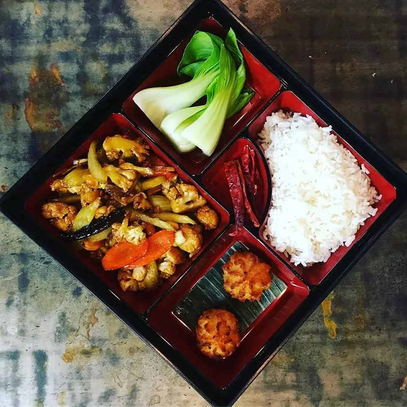 Image: Kelley and Ping's kung pao cauliflower bento box.