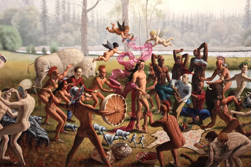 Image: A chaotic scene of a crowd of people