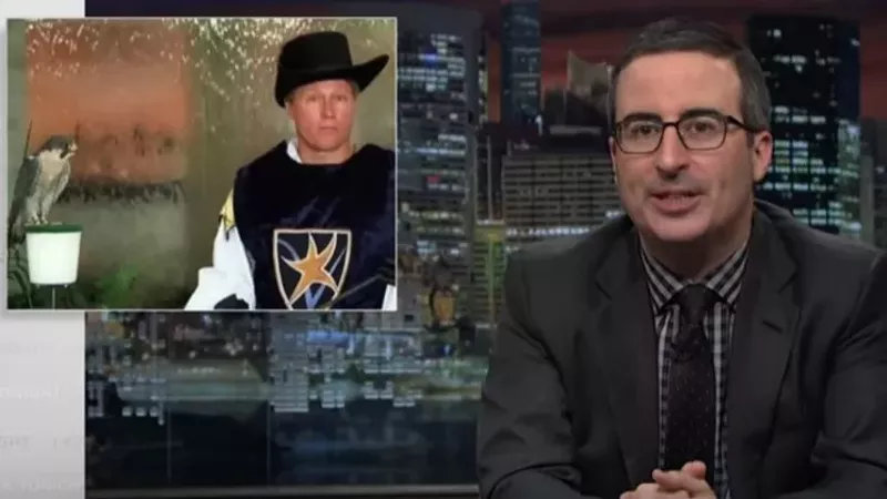 Image: Kent Thiry in musketeer garb, as seen in a segment from HBO's Last Week Tonight With John Oliver.