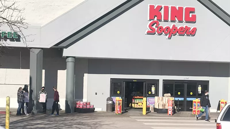 Image: Scenes like this one, outside a King Soopers branch in southwest Jefferson County on January 20, will be a thing of the past.