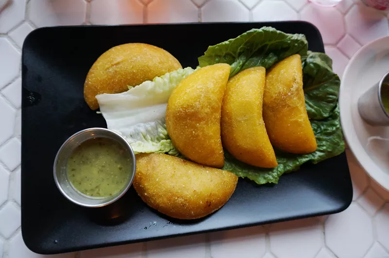 Image: Jorge Aguirre's signature empanadas are one of the draws at La Chiva.
