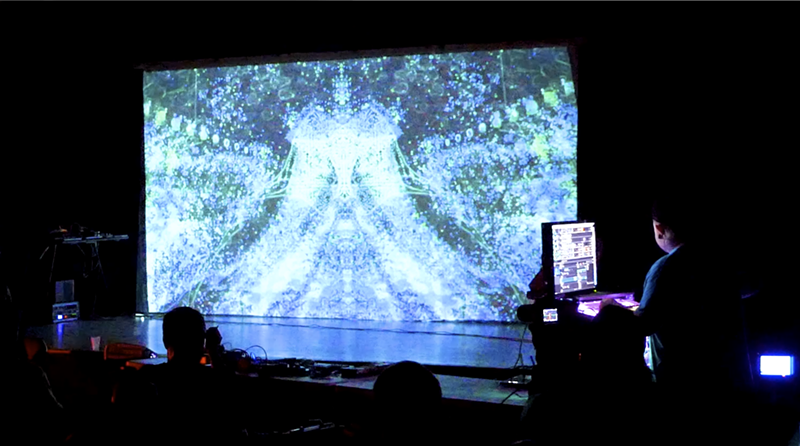 Image: Local media artist orchidz3ro produces visuals at LEAF 2017.