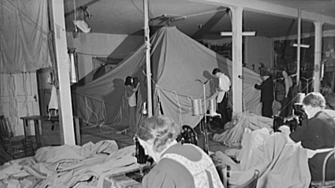 Word War II tent production workers in Denver, Colorado