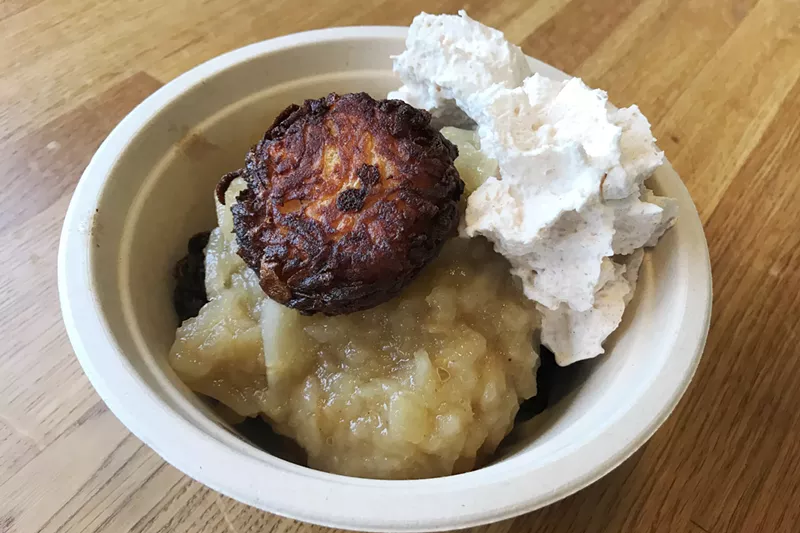 Image: The Classic: Latkes with apple sauce and whipped cream.