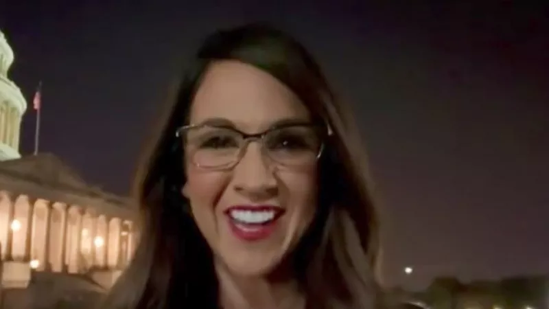 Image: A screen capture from Representative Lauren Boebert's November 17 victory-declaration video,.
