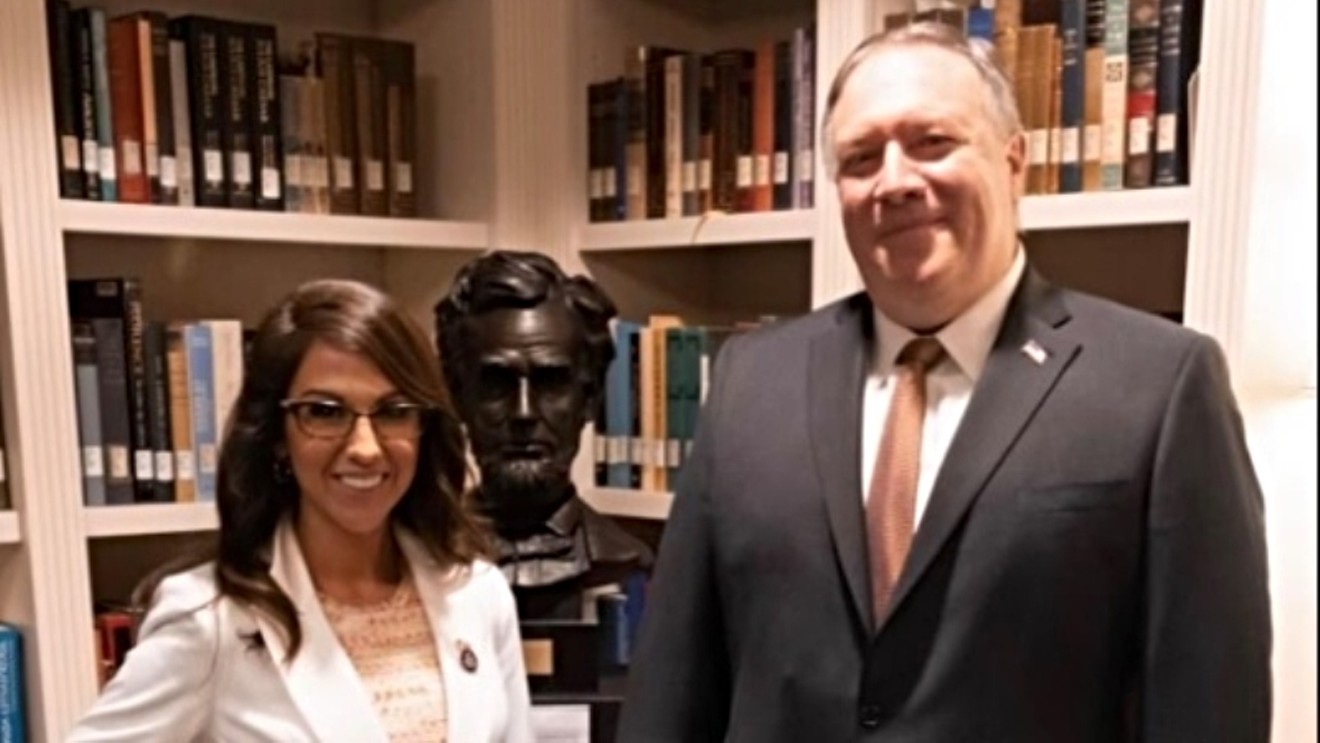The caption on this January 10 photo of Representative Lauren Boebert and Secretary of State Mike Pompeo reads: "A sincere privilege to meet Secretary of State Pompeo, who has helped MAGA in so many ways. History will look kindly about how President Trump and he handled ISIS, Iran, Middle East peace deals, North Korea, China, etc. Secretary Pompeo is a true patriot!"