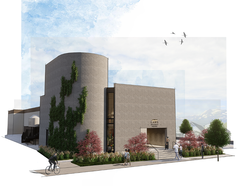 Image: The new Laws tasting room was designed with a Brutalist architectural style.