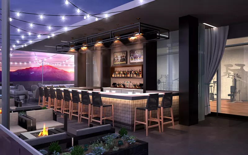 Image: A rendering of 54Thirty, a rooftop bar coming to downtown Denver this summer.