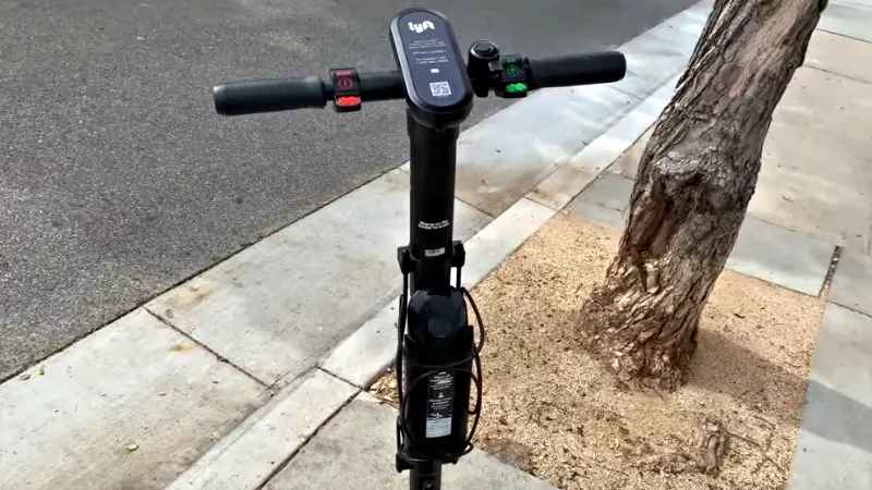 Image: A Lyft electric scooter just waiting for a rider.