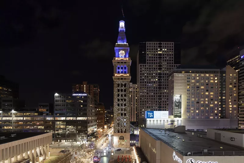 Image: Kenny Clayton's illuminated art for the Clocktower.