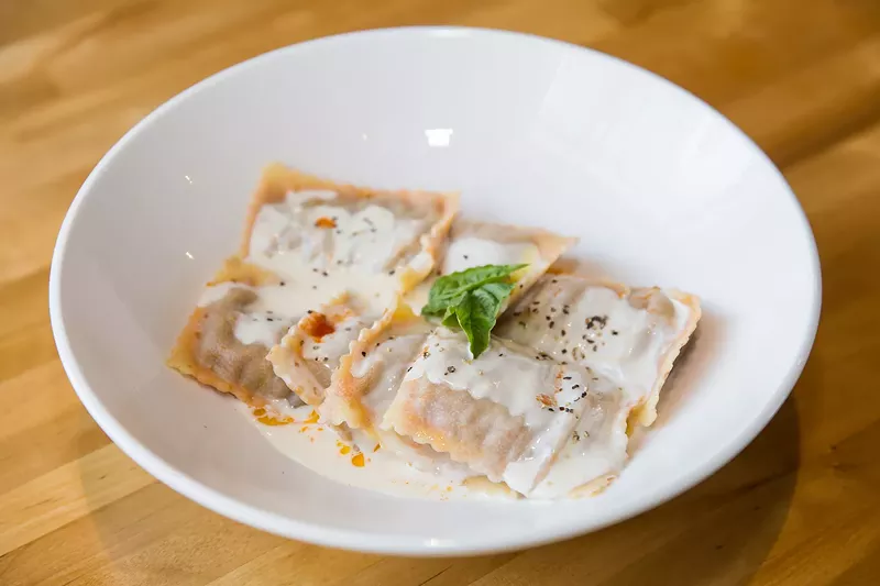 Image: Lasagna raviolata at Liberati combines the best of two Italian dishes.