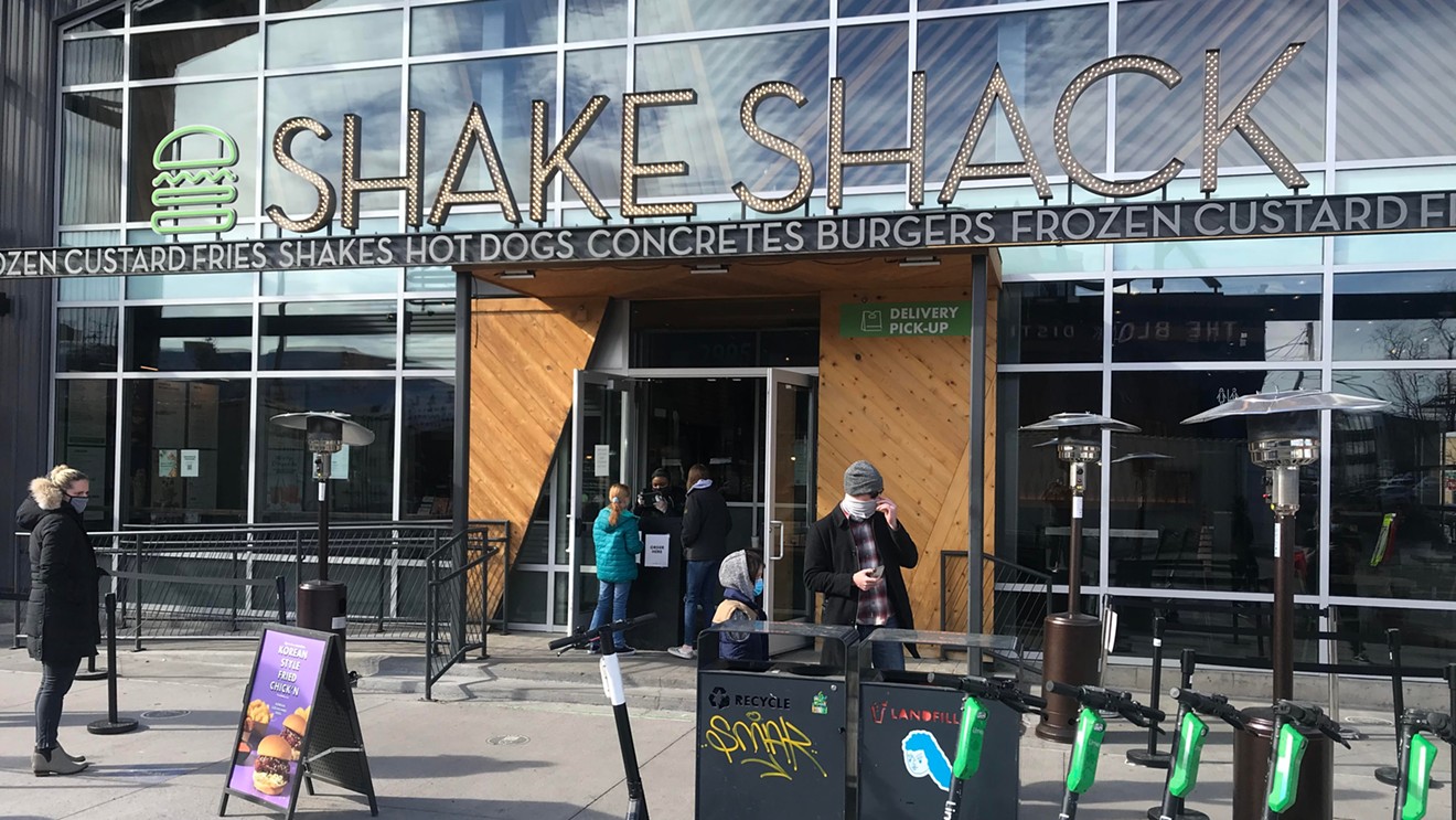 Capacity limits were still being maintained at the Shake Shack in RiNo.