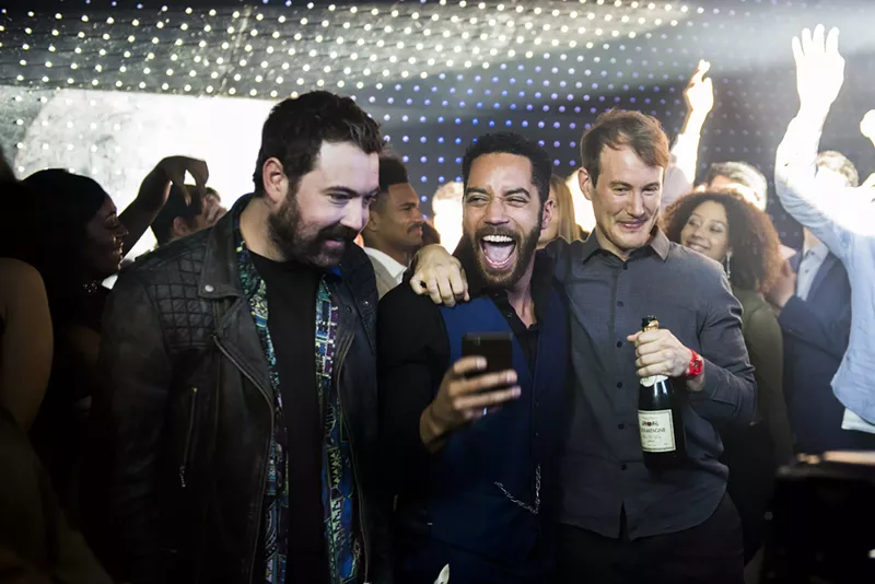 Image: Poor little rich Brits: Nick Helm, Samuel Anderson and Jonny Sweet.