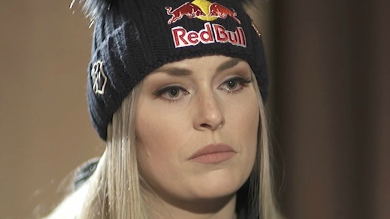 Colorado skier Lindsey Vonn during an interview with CNN on view below.