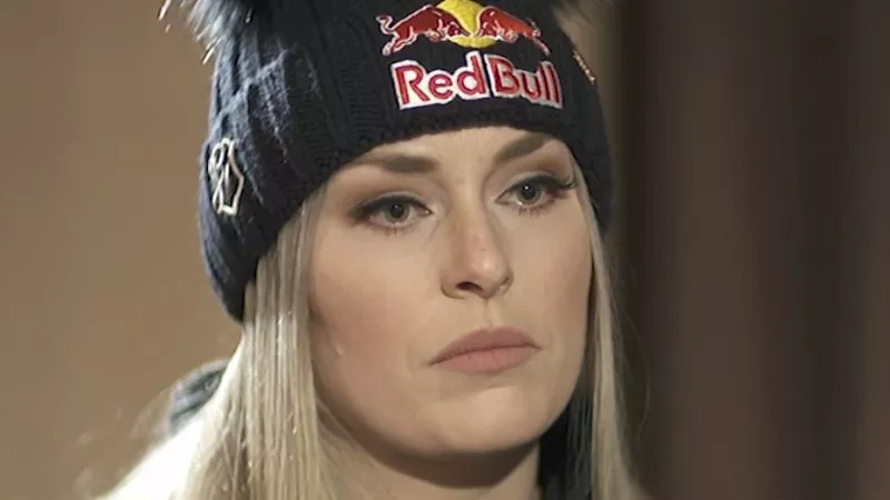 Image: Colorado skier Lindsey Vonn during an interview with CNN on view below.
