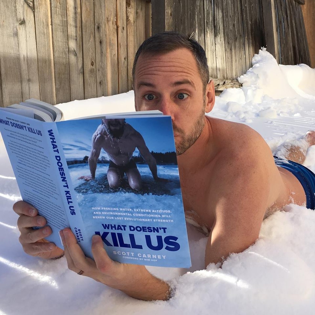 The author in the snow outside his Denver home.